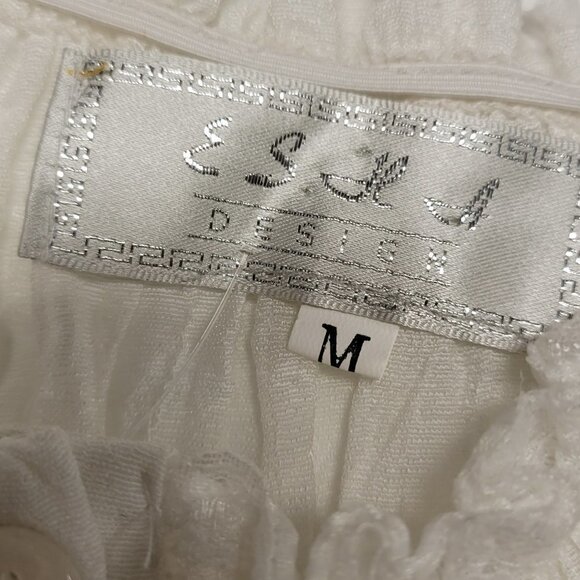 White Lace Tiered Voluminous Midi Dress Size S Size M - Picture 11 of 11